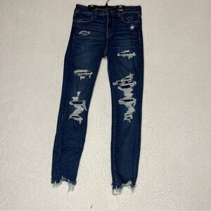 American Eagle Women's Hi-Rise Jeggings Distressed Next Level Stretch 4 Short